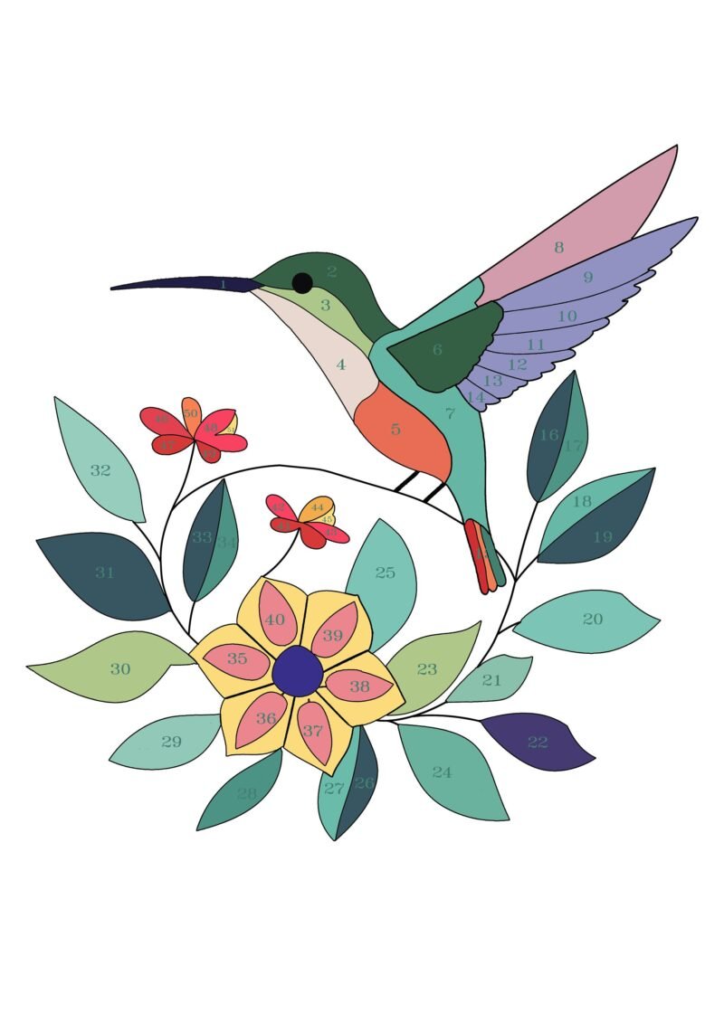 Digital Download Hummingbird and Flower Stained Glass Pattern, Modern Suncatcher, Diy Stained Glass - Image 2
