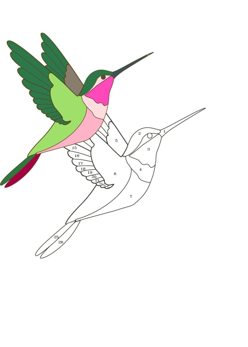Digital Download Hummingbird Stained Glass Pattern, Modern Suncatcher, Diy Stained Glass - Image 2