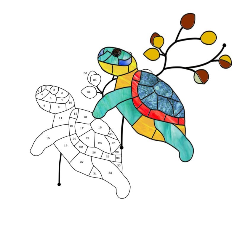 Digital Download Turtle Stained Glass Pattern, Modern Suncatcher, Diy Stained Glass - Image 2