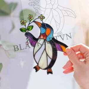 Digital Download Penguin-D02 Stained Glass Pattern, Modern Suncatcher, Diy Stained Glass