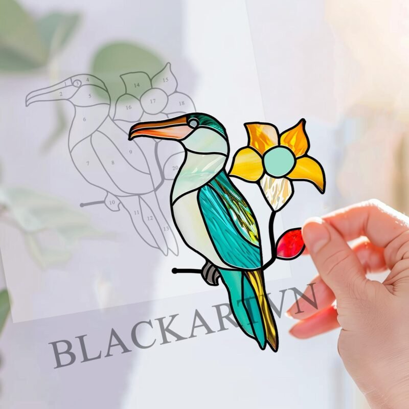 Digital Download Albatross-D02,Stained Glass Pattern,Modern Suncatcher,Diy Stained Glass,Easy art Hobby License Beginner to Intermediate - Image 3