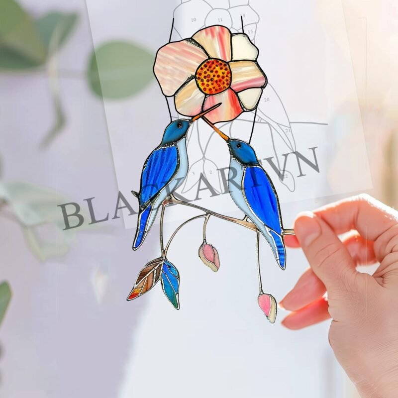 Digital Download Humming Bird T04,  Stained Glass Pattern Modern Suncatcher Diy Easy art Hobby License Beginner to Intermediate stain glass - Image 3