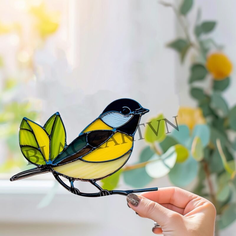 Digital Download Chickadee-T02,Stained Glass Pattern,Modern Suncatcher,Diy Stained Glass,Easy art Hobby License Beginner to Intermediate - Image 2