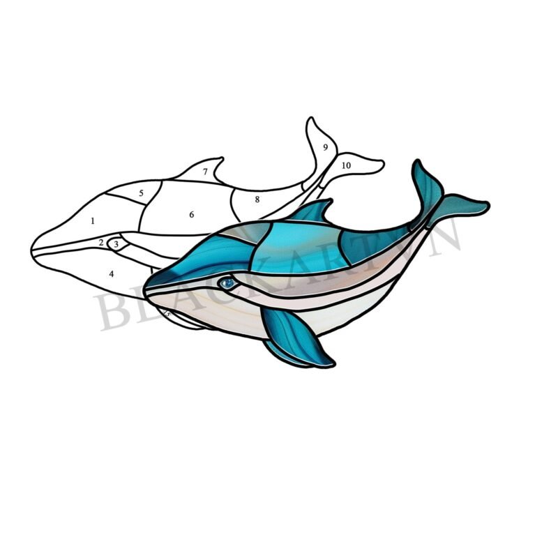 Digital Download Whale-D02,Stained Glass Pattern,Modern Suncatcher,Diy Stained Glass,Easy art Hobby License Beginner to Intermediate