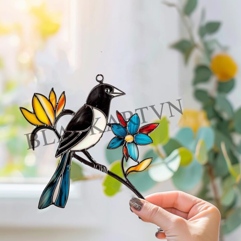 Digital Download  Magpie T01 Stained Glass Pattern, Modern Suncatcher, Diy Stained Glass,Easy art Hobby License Beginner to Intermediate - Image 3