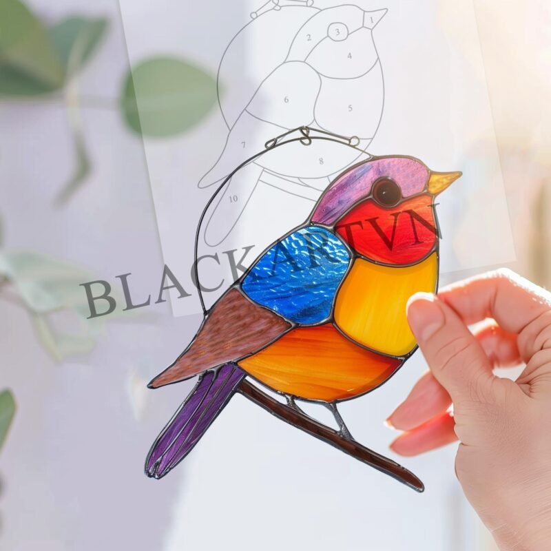 Digital Download Robin  T01 Stained Glass Pattern, Modern Suncatcher, Diy Stained Glass - Image 2