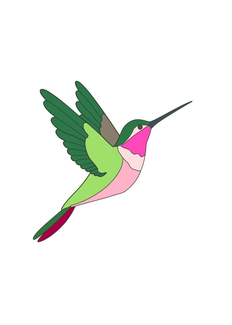Digital Download Hummingbird Stained Glass Pattern, Modern Suncatcher, Diy Stained Glass