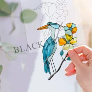 Digital Download Stork T04 Stained Glass Pattern, Modern Suncatcher, Diy Stained Glass