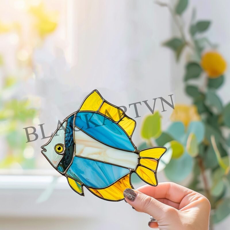 Digital Download Blue Tang T01 Stained Glass Pattern, Modern Suncatcher, Diy Stained Glass,Easy art Hobby License Beginner to Intermediate - Image 3
