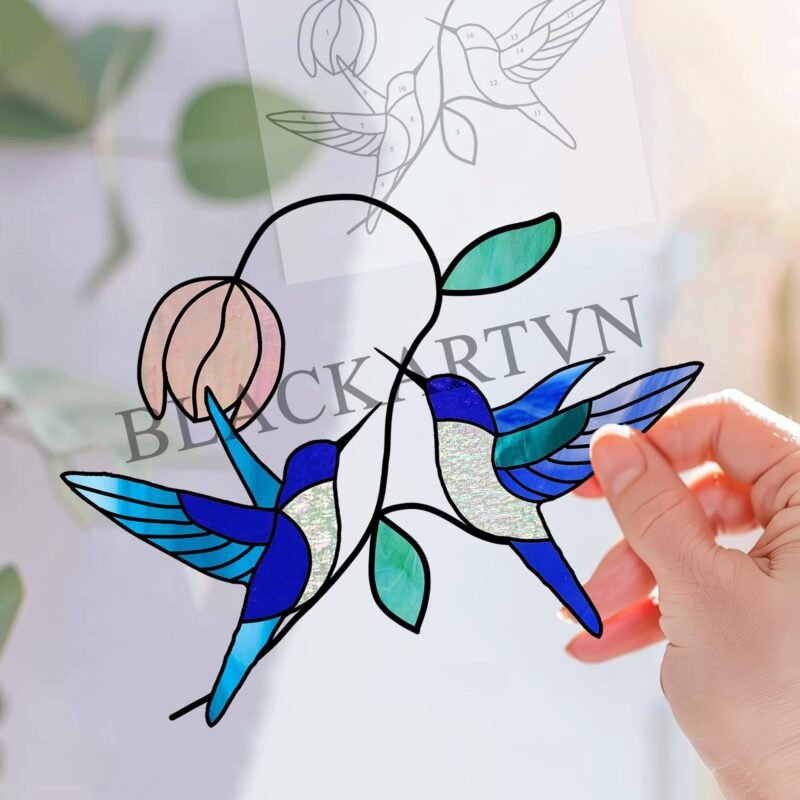 Digital Download Humming Bird T06,  Stained Glass Pattern Modern Suncatcher Diy Easy art Hobby License Beginner to Intermediate stain glass - Image 2