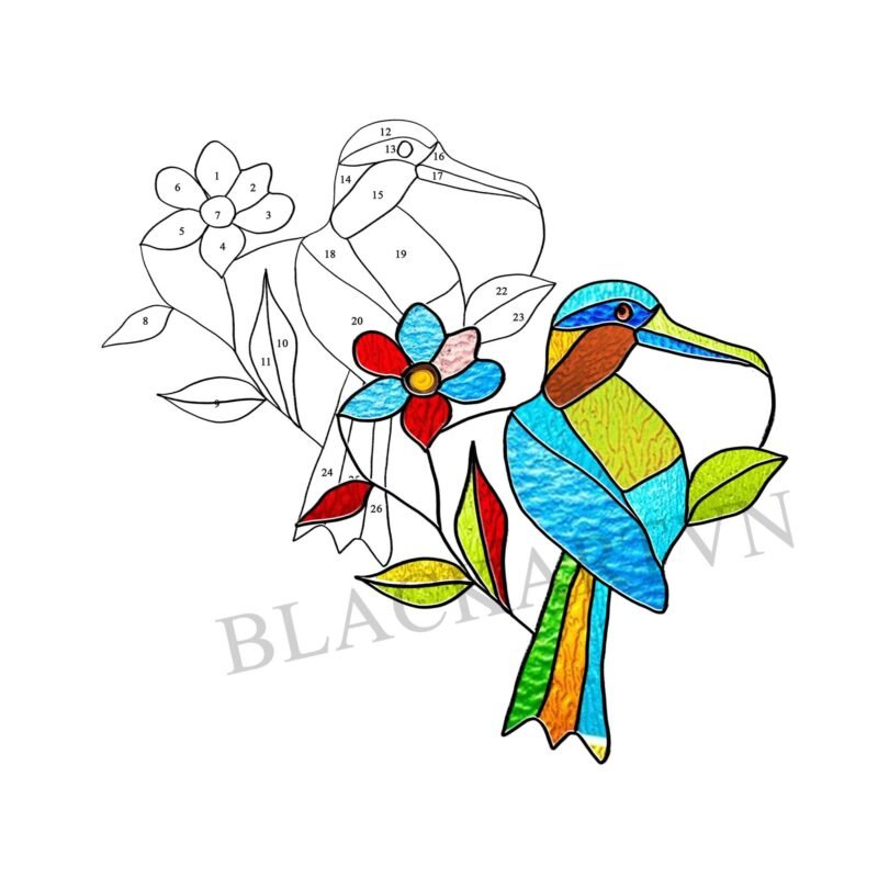 Digital Download Albatross N01 Stained Glass Pattern, Modern Suncatcher, Diy Stained Glass,Easy art Hobby License Beginner to Intermediate