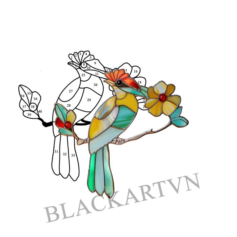 Digital Download Turaco bird -D01,Stained Glass Pattern, Modern Suncatcher,Diy Stained Glass,Easy art Hobby License Beginner to Intermediate