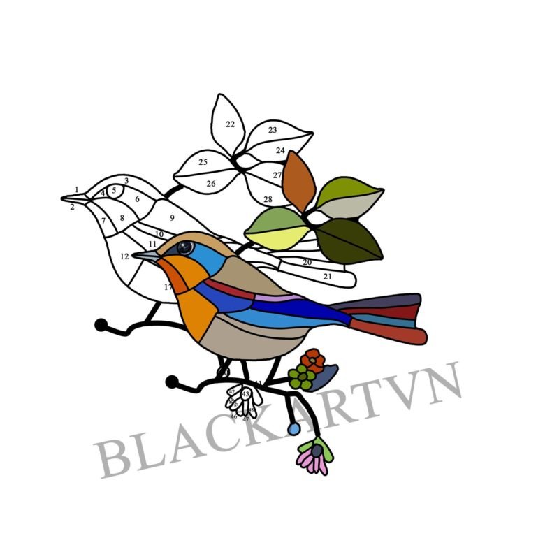 Digital Download Carolina Wren-D01,Stained Glass Pattern,Modern Suncatcher,Diy Stained Glass,Easy art Hobby License Beginner to Intermediate - Image 3
