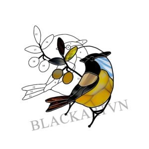 Digital Download Chickadee-D05,Stained Glass Pattern,Modern Suncatcher,Diy Stained Glass,Easy art Hobby License Beginner to Intermediate
