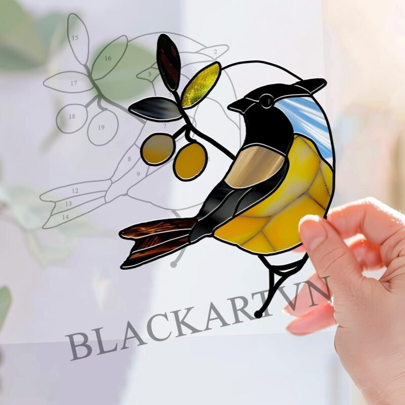 Digital Download Chickadee-D05,Stained Glass Pattern,Modern Suncatcher,Diy Stained Glass,Easy art Hobby License Beginner to Intermediate - Image 3