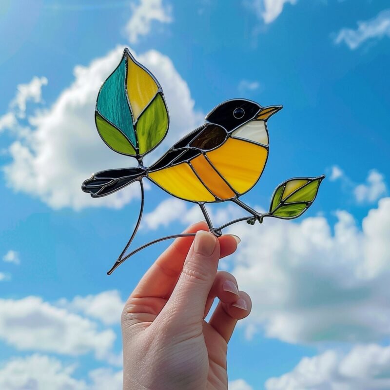 Digital Download Chickadee-T03,Stained Glass Pattern,Modern Suncatcher,Diy Stained Glass,Easy art Hobby License Beginner to Intermediate