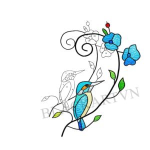 Digital Download kingfisher N01,  Stained Glass Pattern Modern Suncatcher Diy Easy art Hobby License Beginner to Intermediate stain glass