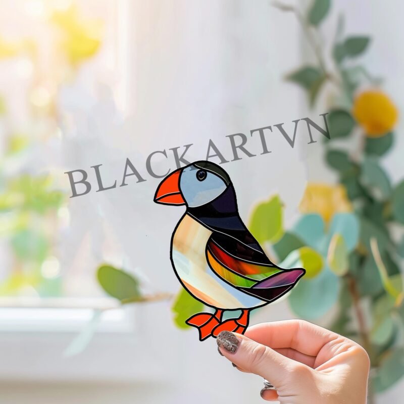 Digital Download Puffin-D02,Stained Glass Pattern,Modern Suncatcher,Diy Stained Glass,Easy art Hobby License Beginner to Intermediate - Image 2
