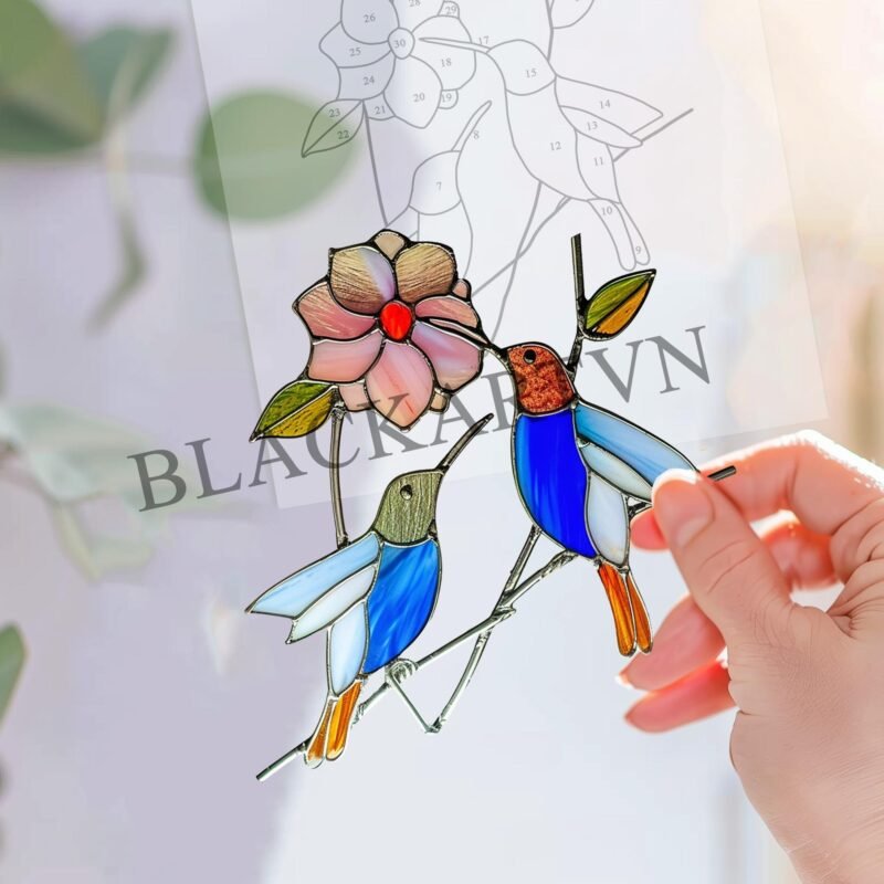 Digital Download Humming bird T02,  Stained Glass Pattern Modern Suncatcher Diy Easy art Hobby License Beginner to Intermediate stain glass - Image 3