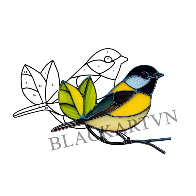 Digital Download Chickadee-T02,Stained Glass Pattern,Modern Suncatcher,Diy Stained Glass,Easy art Hobby License Beginner to Intermediate - Image 4