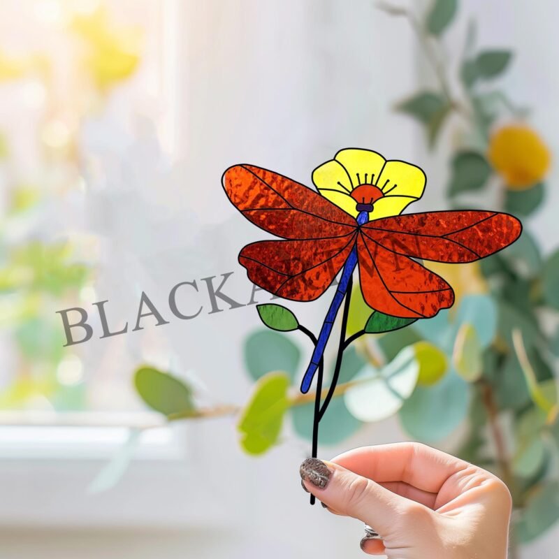Digital Download Suncatcher Dragonfly T01 Stained Glass  Window Wall Decoration - Image 2