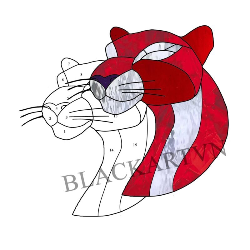 Digital Download Panther T01 Stained Glass  Window Wall Decoration, - Image 2