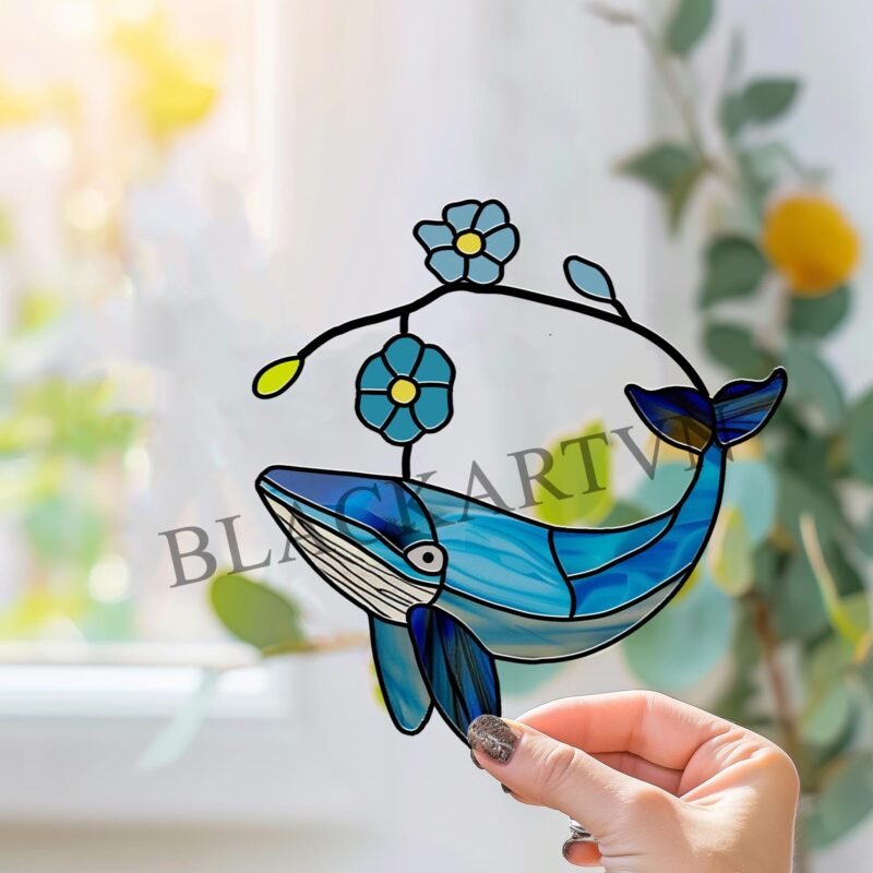 Digital Download Whale-D01,Stained Glass Pattern,Modern Suncatcher,Diy Stained Glass,Easy art Hobby License Beginner to Intermediate - Image 3