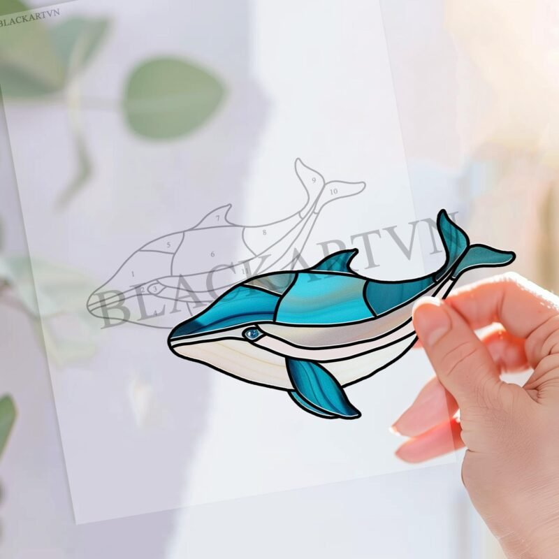 Digital Download Whale-D02,Stained Glass Pattern,Modern Suncatcher,Diy Stained Glass,Easy art Hobby License Beginner to Intermediate - Image 2