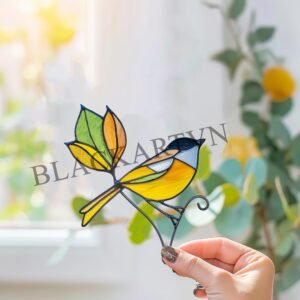 Digital Download  Chickadee  T01 Stained Glass Pattern, Modern Suncatcher, Fathers Day gifts,Easy Stained Glass Window