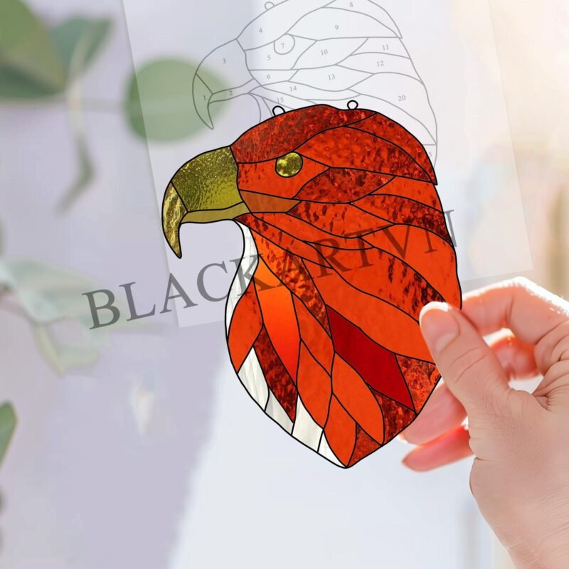 Digital Download Bald Eagle-T01,Stained Glass Pattern,Modern Suncatcher,Diy Stained Glass,Easy art Hobby License Beginner to Intermediate