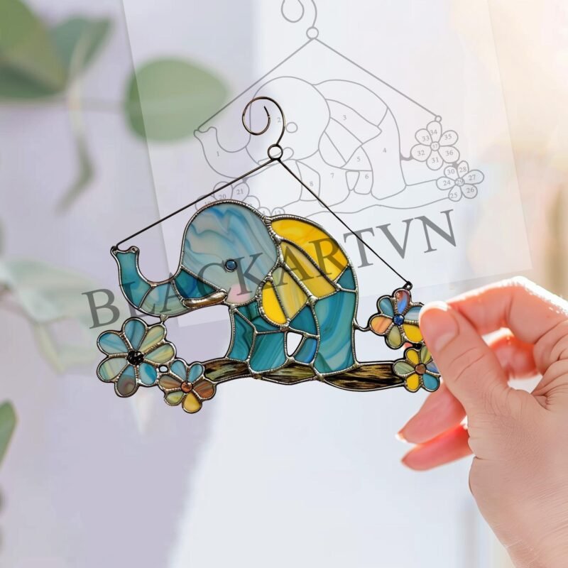 Digital Download Bald ELEPHANT-T01,Stained Glass Pattern,Modern Suncatcher,Diy Stained Glass,Easy art Hobby License Beginner to Intermediate - Image 2