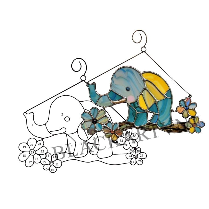 Digital Download Bald ELEPHANT-T01,Stained Glass Pattern,Modern Suncatcher,Diy Stained Glass,Easy art Hobby License Beginner to Intermediate - Image 3