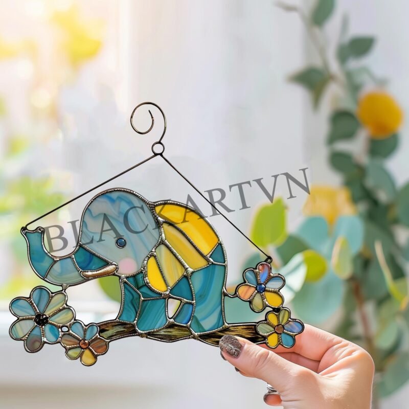 Digital Download Bald ELEPHANT-T01,Stained Glass Pattern,Modern Suncatcher,Diy Stained Glass,Easy art Hobby License Beginner to Intermediate