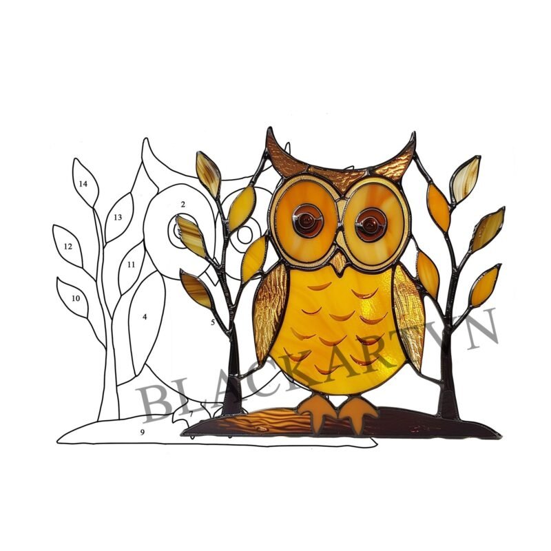 Digital Download Humming OWL T01,  Stained Glass Pattern Modern Suncatcher Diy Easy art Hobby License Beginner to Intermediate stain glass - Image 3