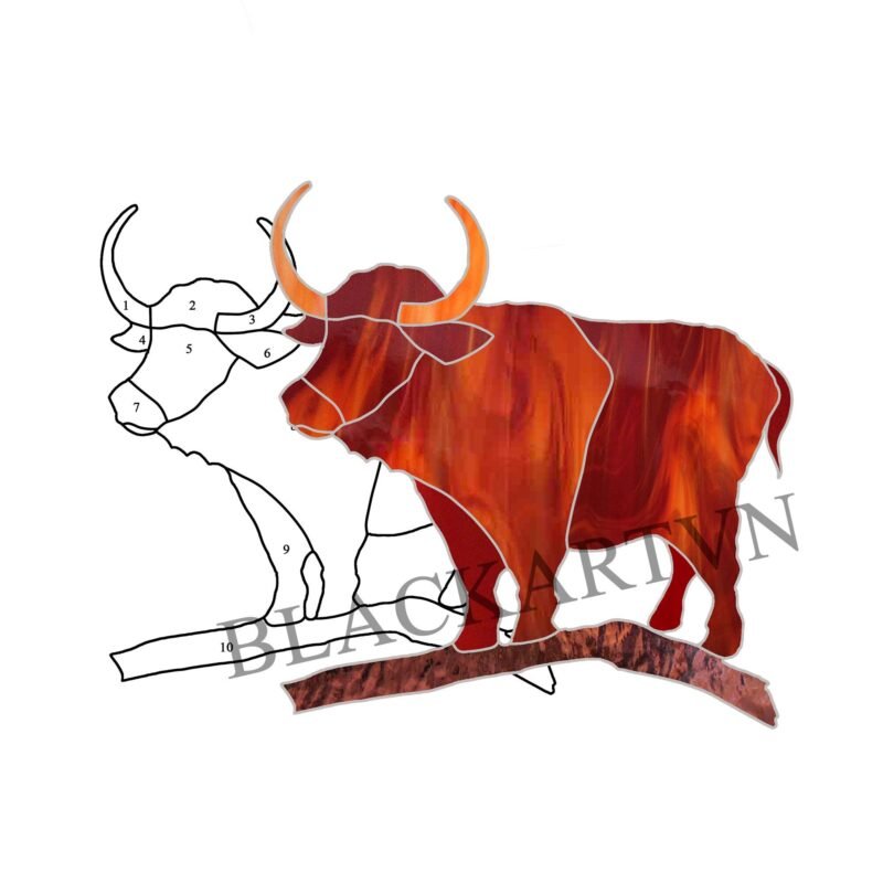 Digital Download Bald CAPE BUFFALO T01,Stained Glass Pattern,Modern Suncatcher,Diy Stained Glass, - Image 3