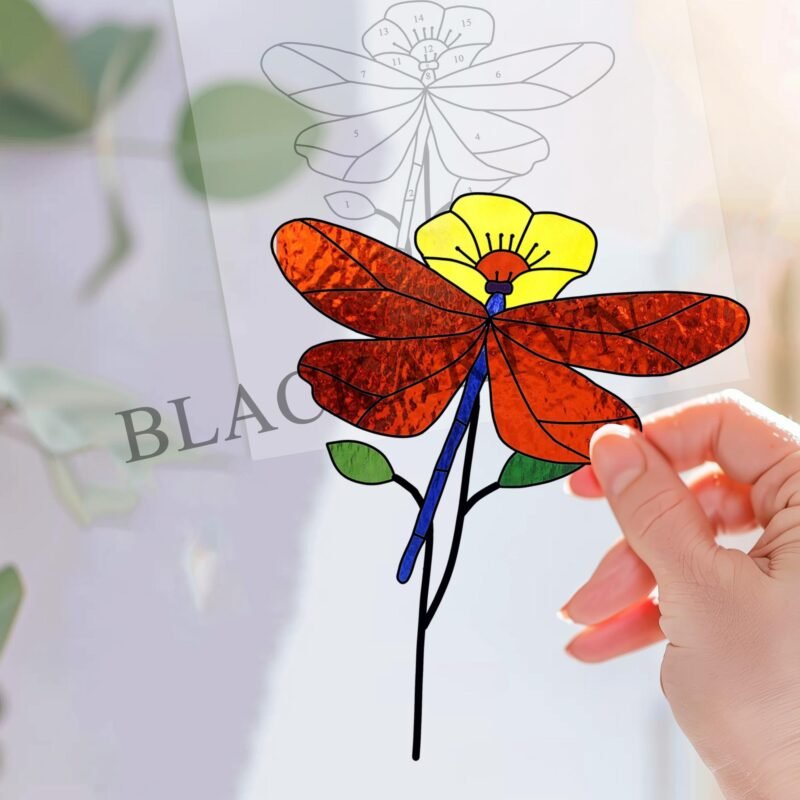 Digital Download Suncatcher Dragonfly T01 Stained Glass  Window Wall Decoration - Image 3