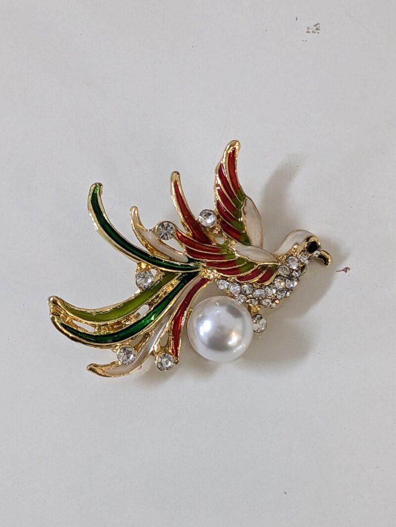 Brooch 02 Luxury Phoenix Brooch with Faux Pearl Sophisticated Fashion Pin - Image 3
