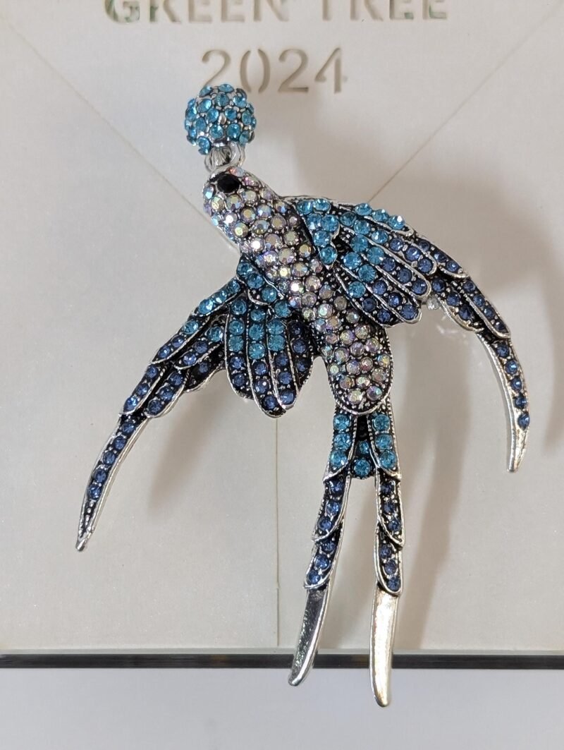 Brooch 03 Elegant Swallow Bird Brooch with Sparkling Faux Diamonds - Image 5