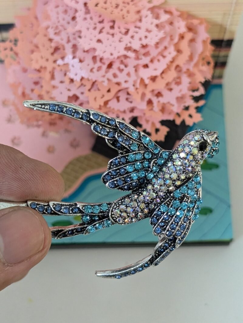 Brooch 03 Elegant Swallow Bird Brooch with Sparkling Faux Diamonds - Image 3