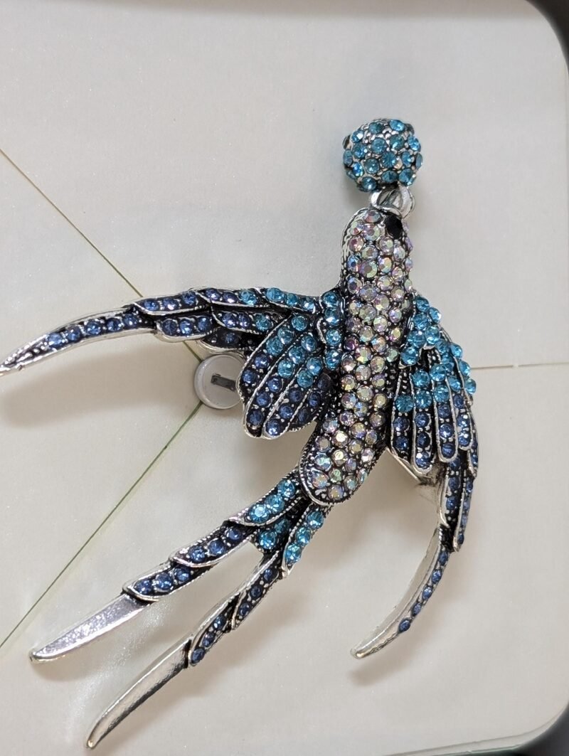 Brooch 03 Elegant Swallow Bird Brooch with Sparkling Faux Diamonds - Image 7