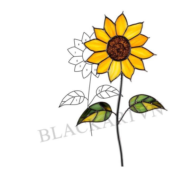 Digital Download sunflower T01 Stained Glass Pattern, Modern Suncatcher, Diy Stained Glass - Image 4