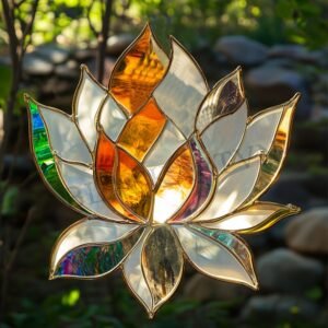 Digital Download Lotus D01 Stained Glass Pattern, Modern Suncatcher, Diy Stained Glass