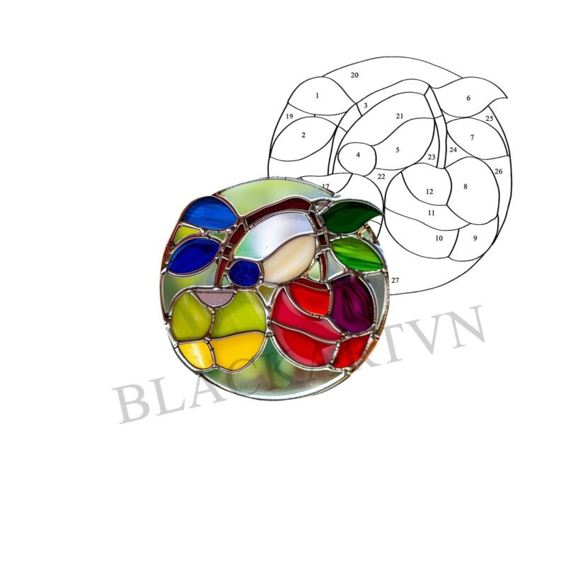 Digital Download Poppy Apple V01 Stained Glass Pattern, Modern Suncatcher, Diy Stained Glass - Image 4