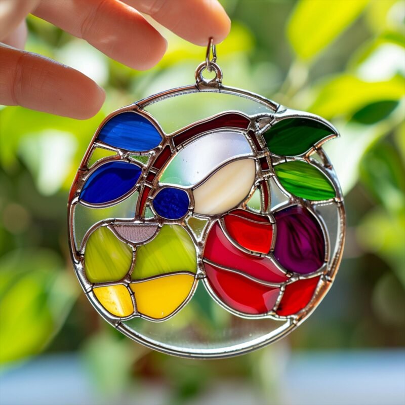 Digital Download Poppy Apple V01 Stained Glass Pattern, Modern Suncatcher, Diy Stained Glass - Image 2