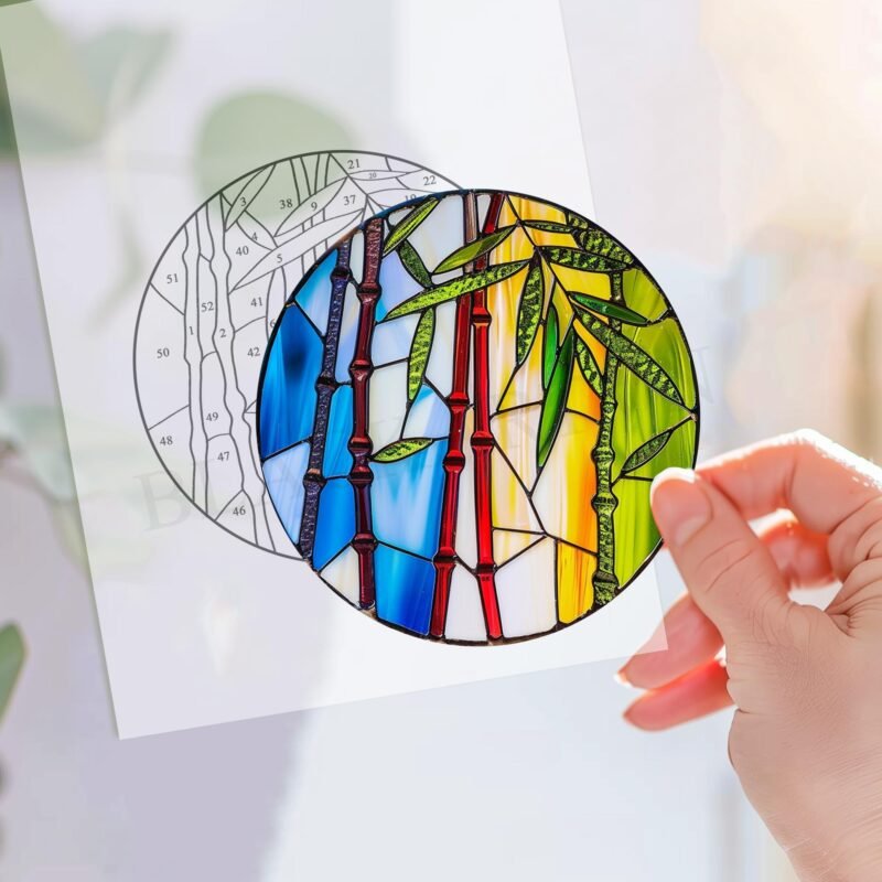 Digital Download Bamboo V1 Stained Glass Pattern, Modern Suncatcher, Diy Stained Glass - Image 2