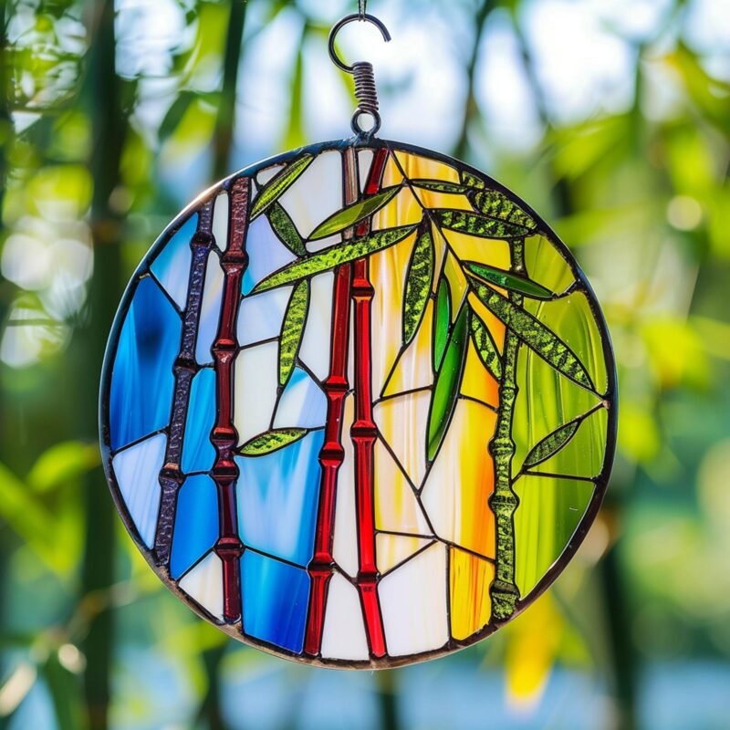 Digital Download Bamboo V1 Stained Glass Pattern, Modern Suncatcher, Diy Stained Glass