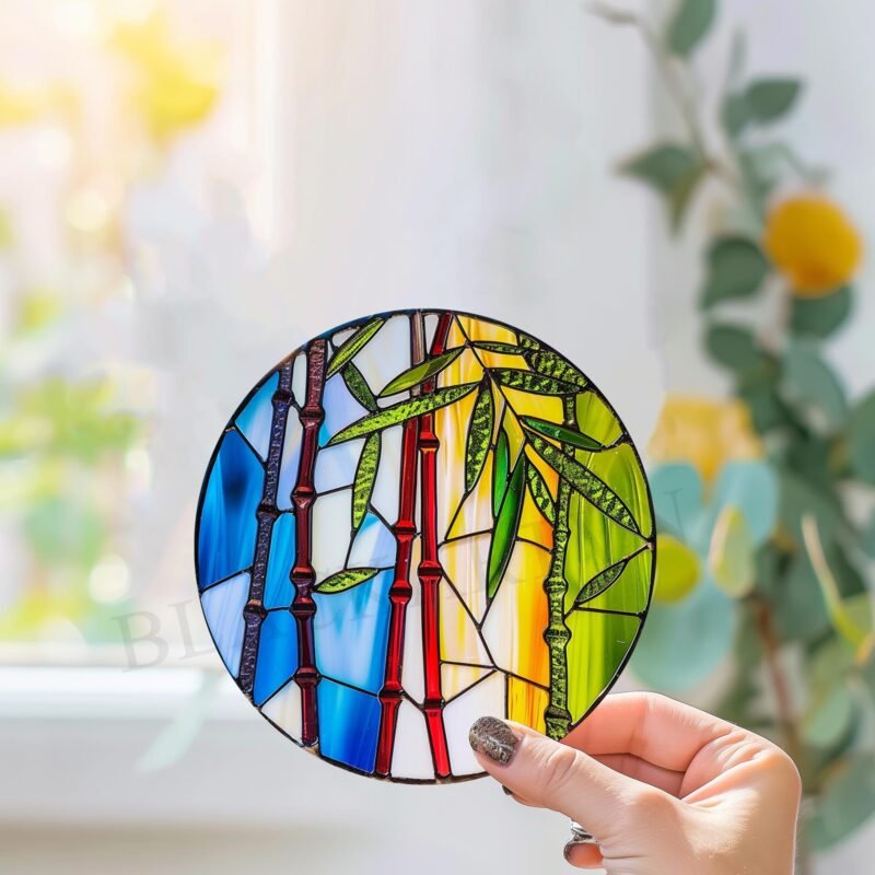 Digital Download Bamboo V1 Stained Glass Pattern, Modern Suncatcher, Diy Stained Glass - Image 3