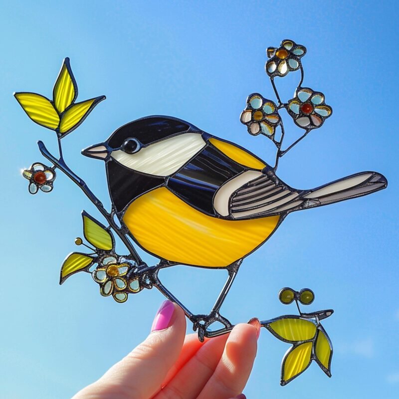 Digital Download chickadee V08 Stained Glass Pattern, Modern Suncatcher, Diy Stained Glass bird Stained Glass Pattern Digital Download - Image 4