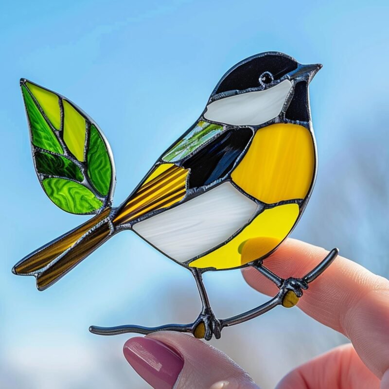 Digital Download chickadee V13 Stained Glass Pattern, Modern Suncatcher, Diy Stained Glass bird  Pattern