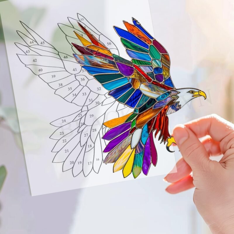Digital Download  Eagle V01,Stained Glass Pattern,Modern Suncatcher,Diy Stained Glass,Easy art Hobby License Beginner to Intermediate